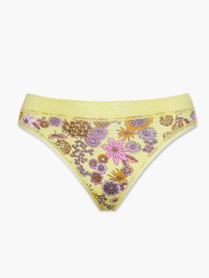 Cotton Essentials Lace-Trim Mid-Rise Thong Panty
