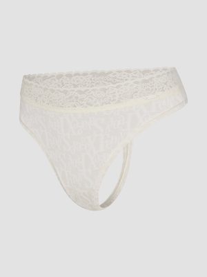 Cotton Essentials Lace-Trim Mid-Rise Thong Panty