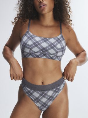 Cotton Essentials Lace-Trim Mid-Rise Thong Panty