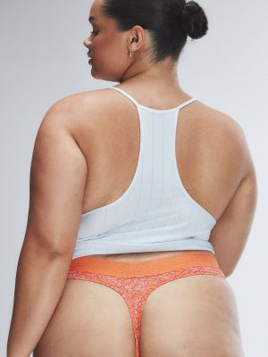 Cotton Essentials Lace-Trim Mid-Rise Thong Panty