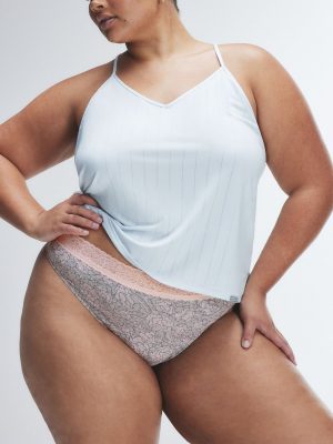 Cotton Essentials Lace-Trim Mid-Rise Thong Panty