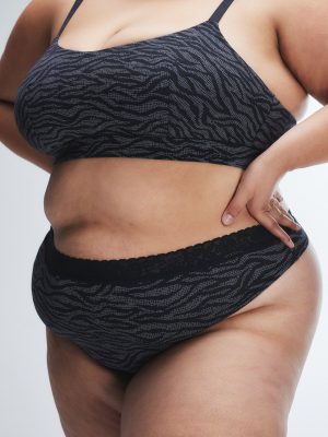 Cotton Essentials Lace-Trim Mid-Rise Thong Panty