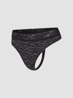 Cotton Essentials Lace-Trim Mid-Rise Thong Panty
