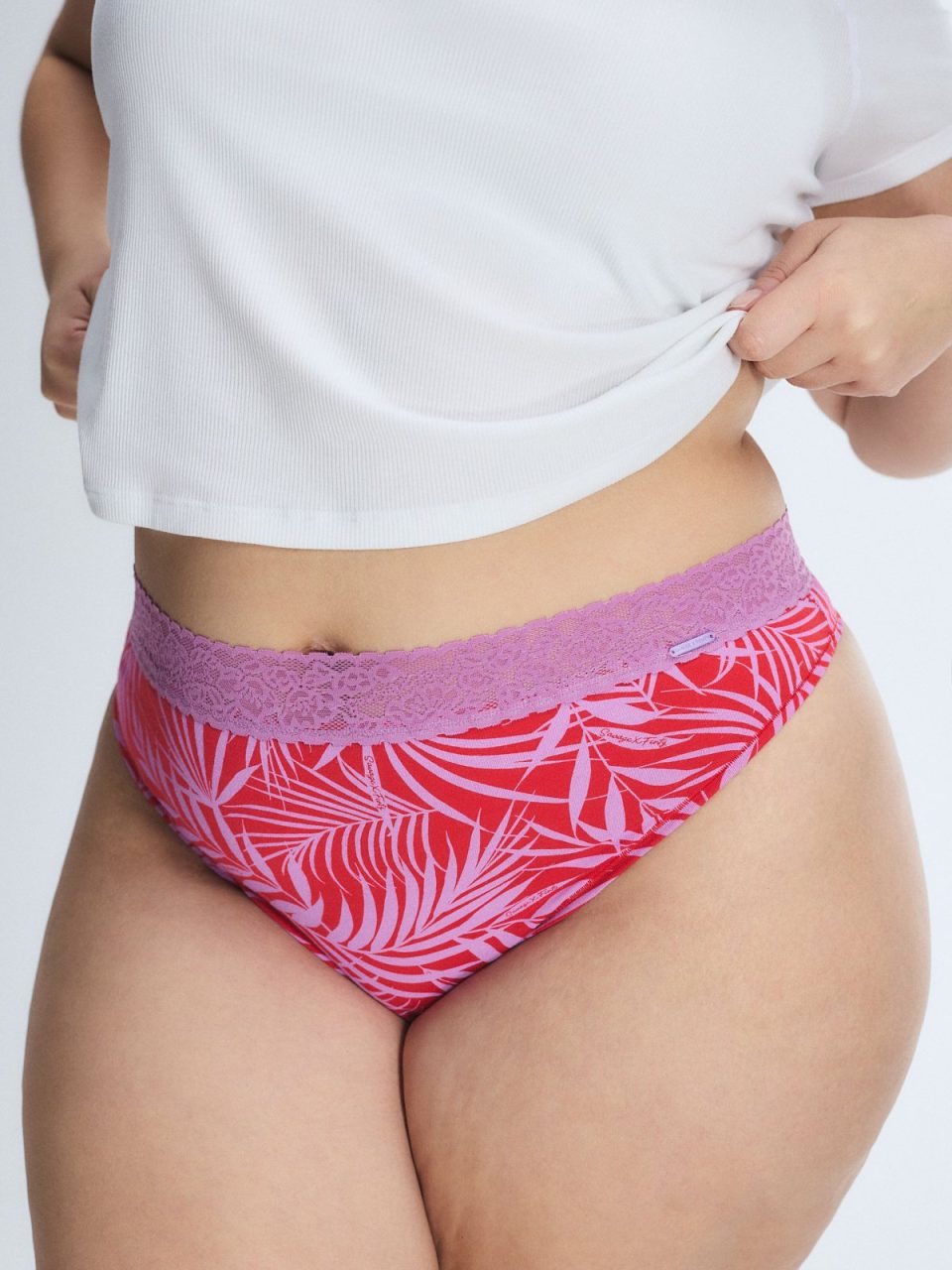 Cotton Essentials Lace-Trim Mid-Rise Thong Panty