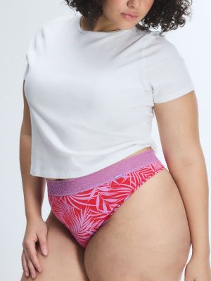 Cotton Essentials Lace-Trim Mid-Rise Thong Panty