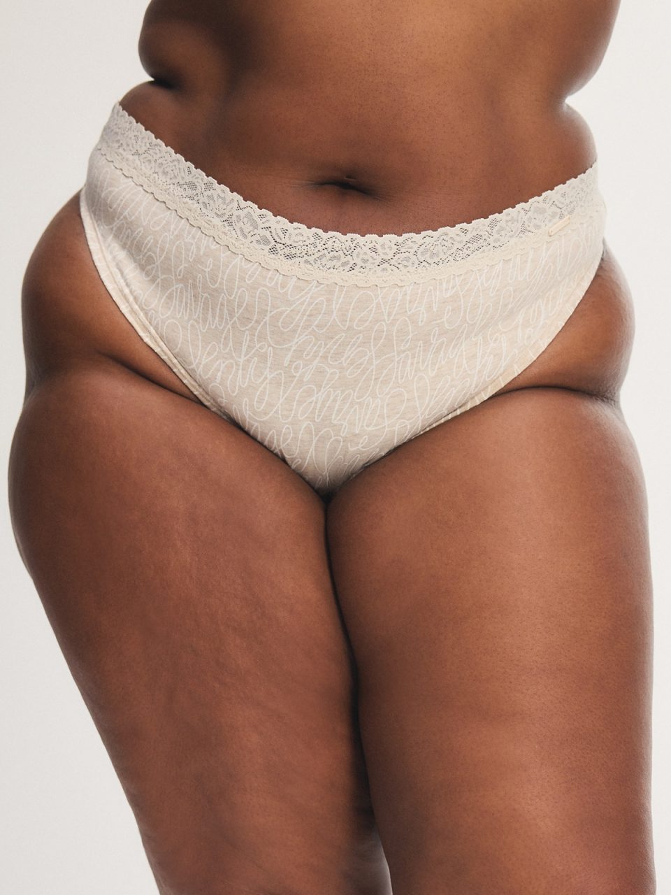 Cotton Essentials Lace-Trim Thong Panty