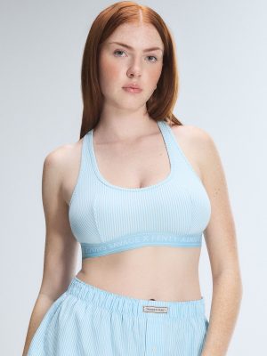 Cotton Essentials Logo-Trim Racerback Bralette