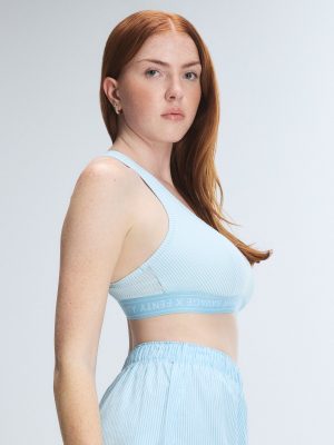 Cotton Essentials Logo-Trim Racerback Bralette