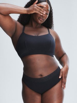 Cotton Essentials Lace-Trim Mid-Rise Thong Panty