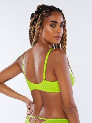 Flocked Logo Unlined Demi Bra