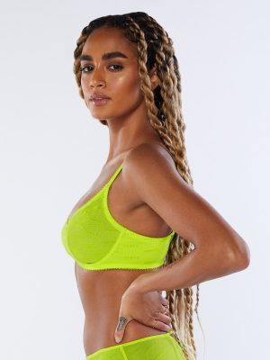 Flocked Logo Unlined Demi Bra