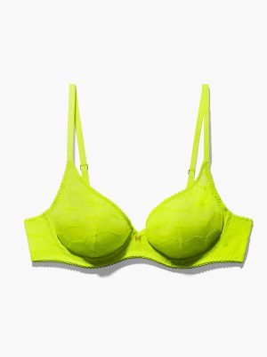 Flocked Logo Unlined Demi Bra