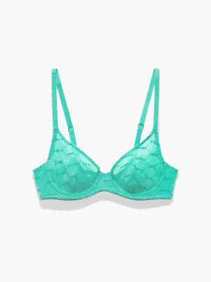 Flocked Logo Unlined Demi Bra