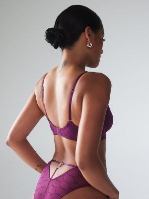 Flocked Logo Unlined Demi Bra