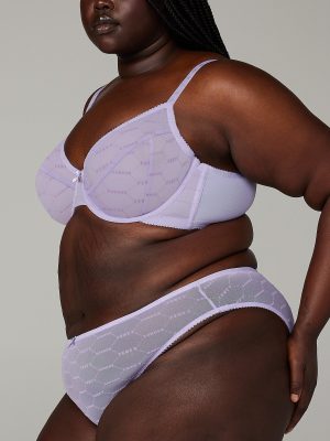 Flocked Logo Unlined Demi Bra