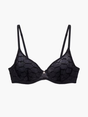 Flocked Logo Unlined Demi Bra