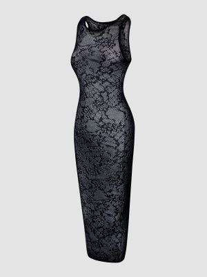 Luxe Lace Sheer Knit Column Dress