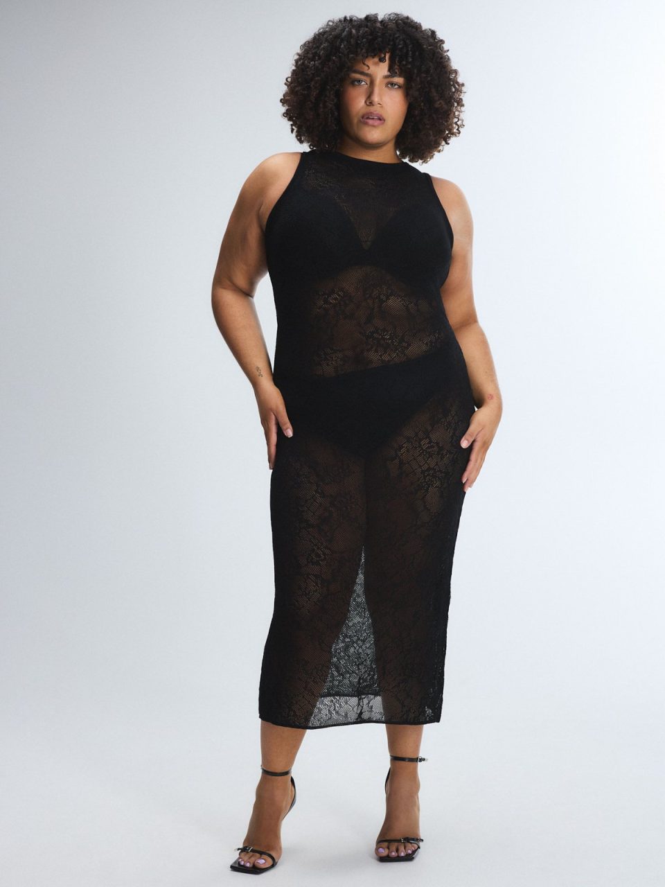 Luxe Lace Sheer Knit Column Dress