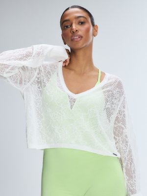 Luxe Lace Sheer Knit V-Neck Sweater