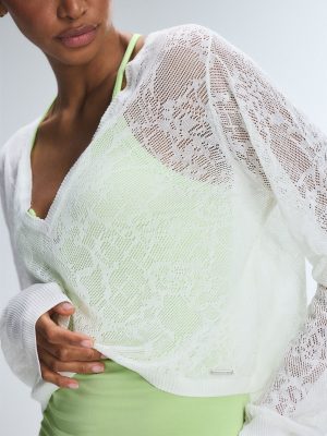 Luxe Lace Sheer Knit V-Neck Sweater