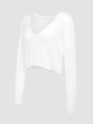 Luxe Lace Sheer Knit V-Neck Sweater