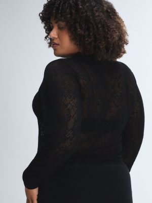 Luxe Lace Sheer Knit V-Neck Sweater