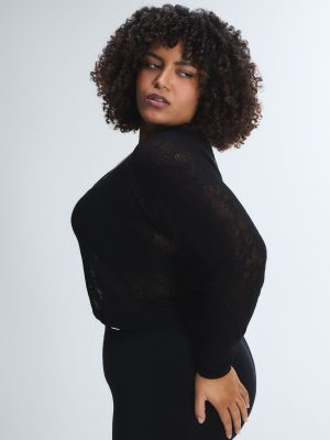 Luxe Lace Sheer Knit V-Neck Sweater