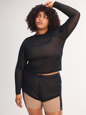 Mesh With It Crew Neck Long-Sleeve Top