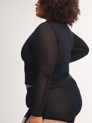 Mesh With It Crew Neck Long-Sleeve Top