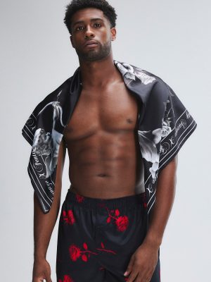 Midnight Rose Satin Scarf