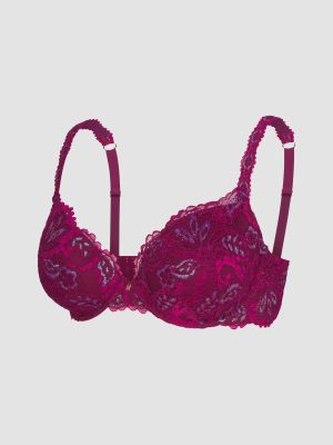 Romantic Corded Lace Metallic Padded Demi Bra