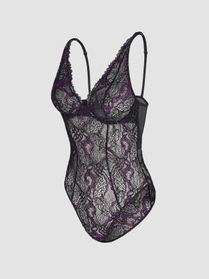 Romantic Corded Lace Underwire Teddy