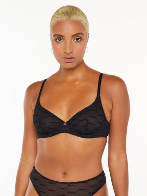 Flocked Logo Unlined Demi Bra