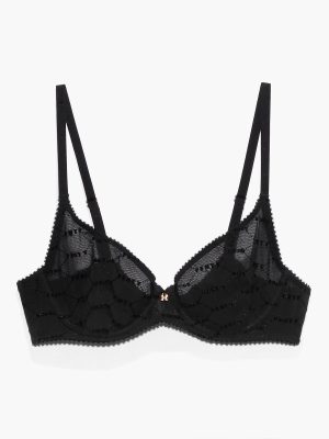 Flocked Logo Unlined Demi Bra