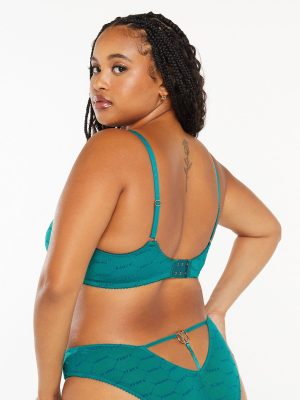 Flocked Logo Unlined Demi Bra