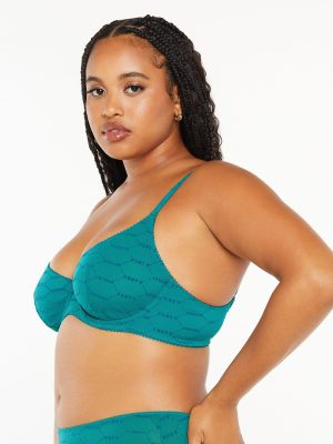 Flocked Logo Unlined Demi Bra