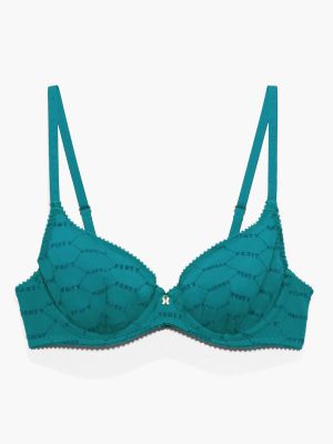 Flocked Logo Unlined Demi Bra