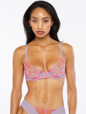 Shining Star Embroidered Half Cup Plunge Bra