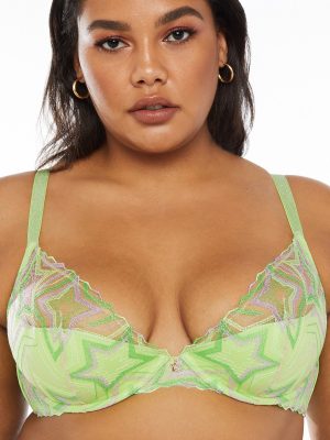 Shining Star Embroidered Half Cup Plunge Bra