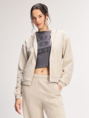 Weekender Terry Bridal Zip-Up Hoodie with Embroidered Logo